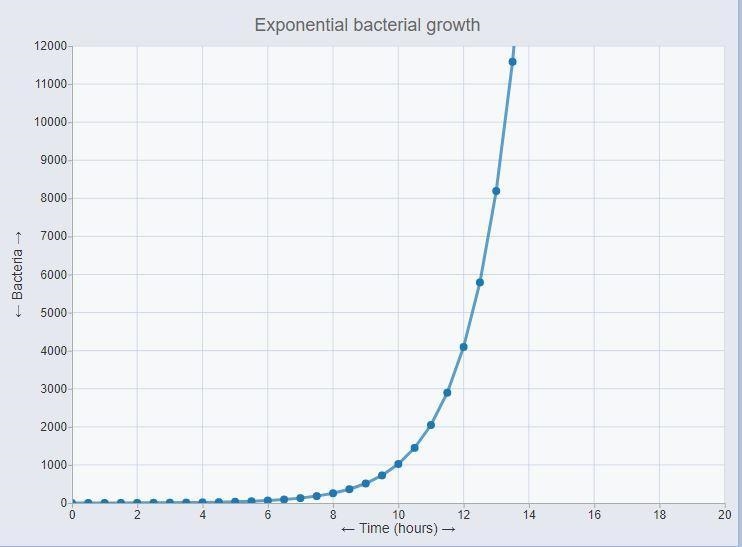 At which hour was the bacteria's population growing the fastest in the interactive-example-1