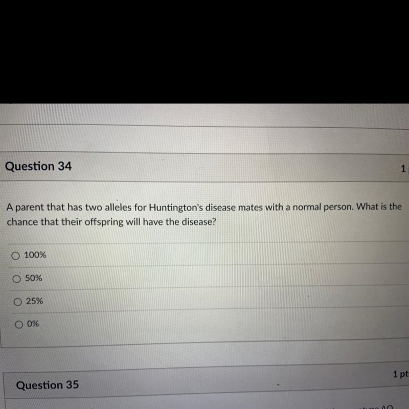 A parent that has two alleles for Huntington's disease mates with a normal person-example-1