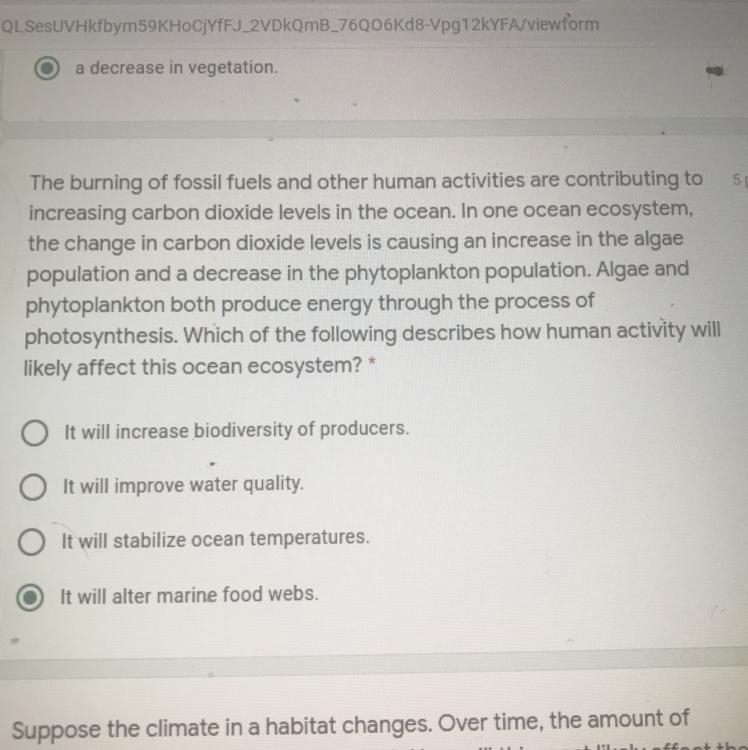 5 points The burning of fossil fuels and other human activities are contributing to-example-1