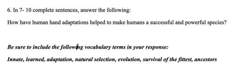 How have human hand adaptations helped to make humans a successful and powerful species-example-1