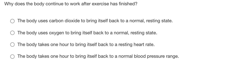 Why does the body continue to work after exercise has finished?-example-1