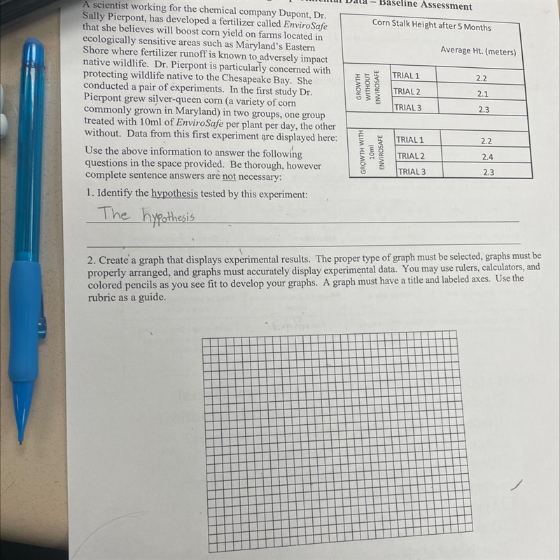 Graphing and Analyzing Experimental Data – A scientist working for the chemical company-example-1