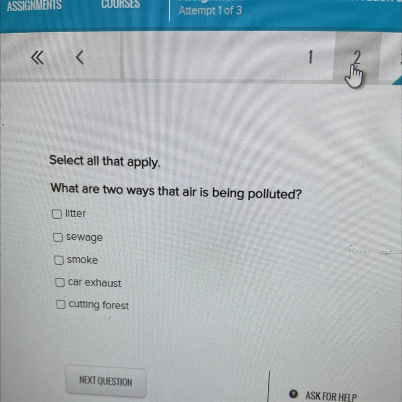 What are two ways that air is being polluted-example-1