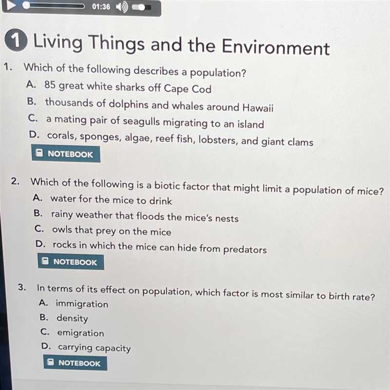 Which of the following is a biotic factor that might limit a population of mice?-example-1