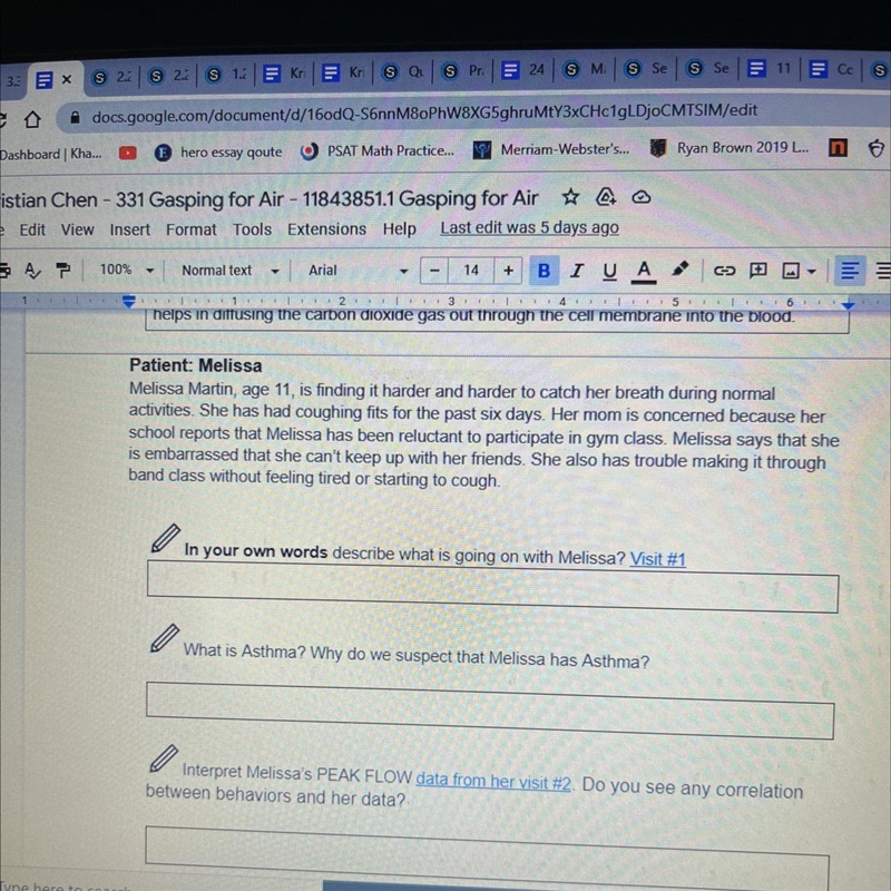 I need help with thisItem2.What is asthma? Why do we suspect that Melissa has asthma-example-1