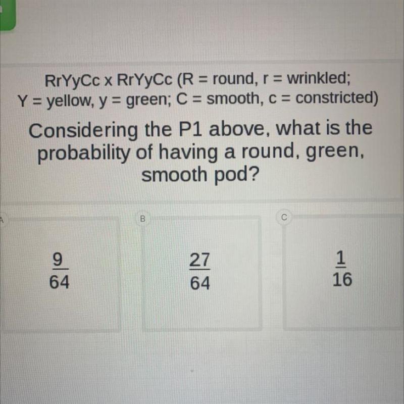 Help pls! Considering the p1 above what is the probability of having a round, green-example-1