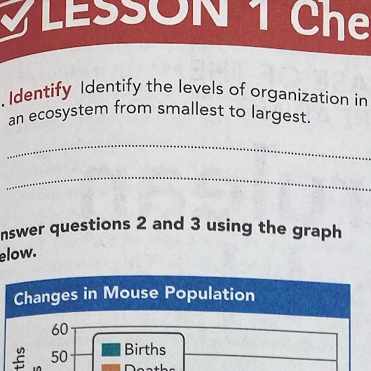 Identify the levels of organization in an ecosystem from smallest to largest.-example-1