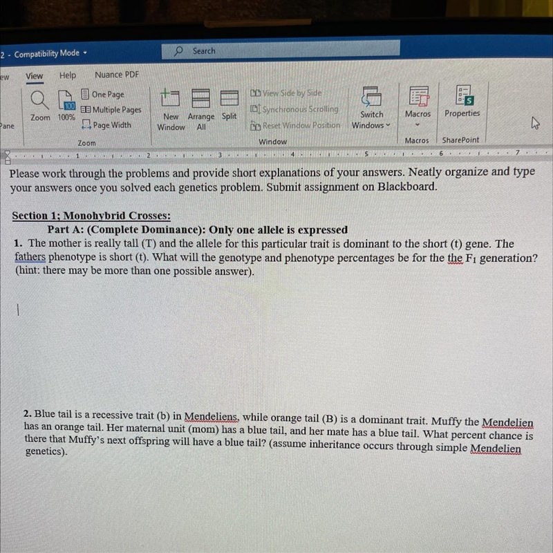 Needing help with number 1 , using Punnett squares please-example-1