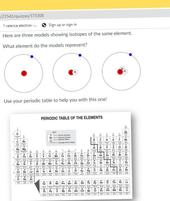 Here are three models showing isotopes of the same element. What element do the models-example-1