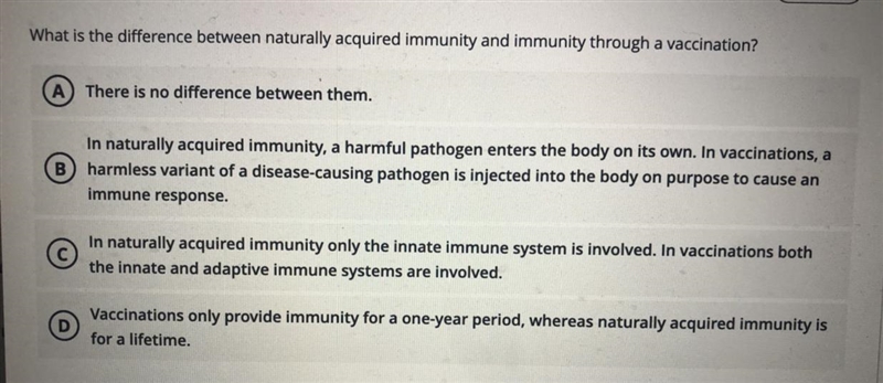 What is the difference between naturally acquired immunity and immunity through a-example-1