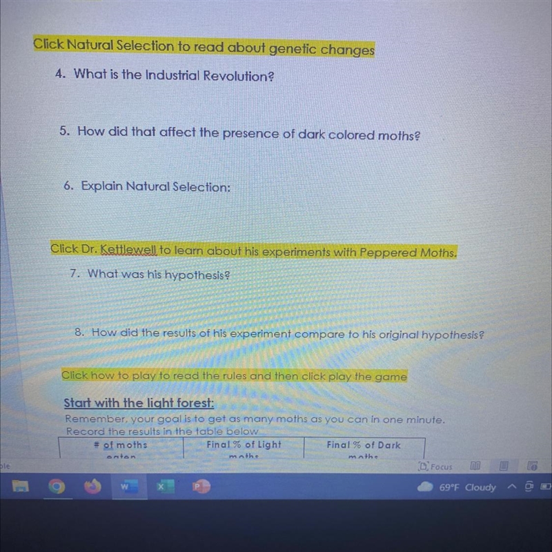 PLSS HURRY Click Natural Selection to read about genetic changes 4. What is the Industrial-example-1