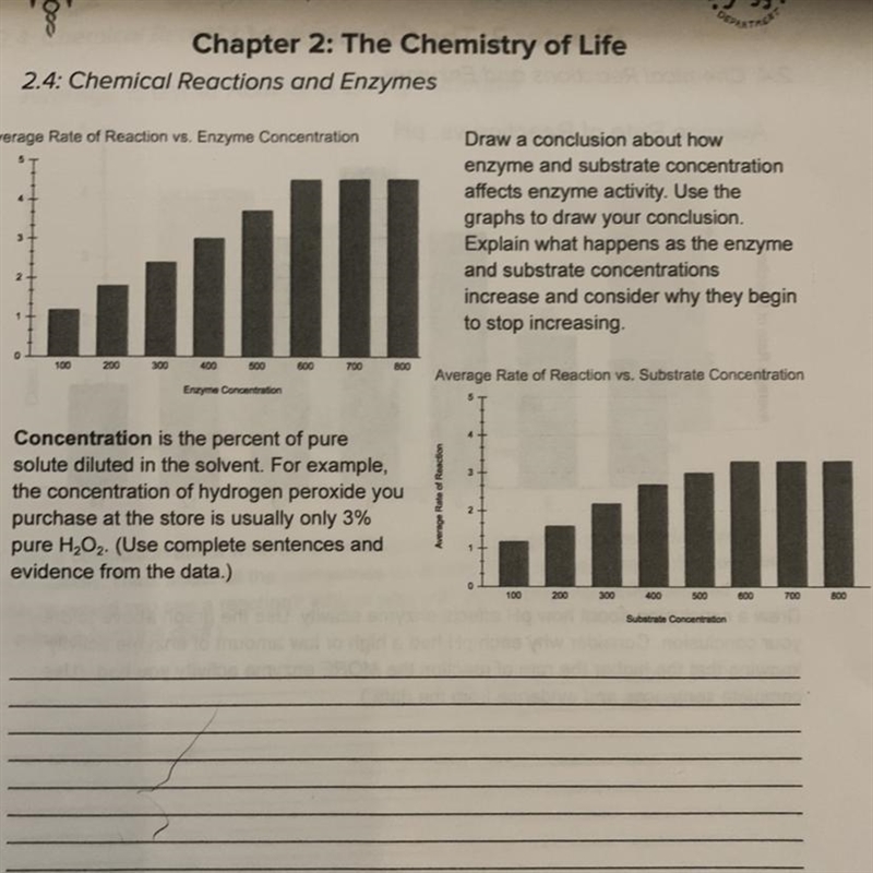 Draw a conclusion about how enzyme and substrate concentration affects enzyme activity-example-1