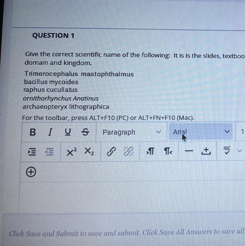 The correct scientific names a short description and the domain and kingdom of each-example-1