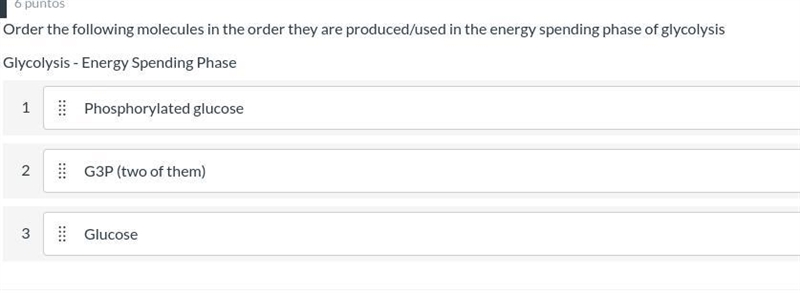 Order the following molecules in the order they are produced/used in the energy spending-example-1