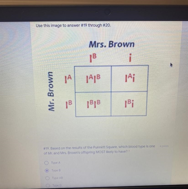 If Mrs. Brown has type B blood and Mr. Brown has type A and B blood, based on the-example-1