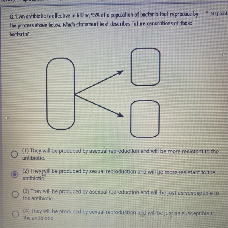 An antibiotic is effective in killing 95% of a population of bacteria that reproduce-example-1