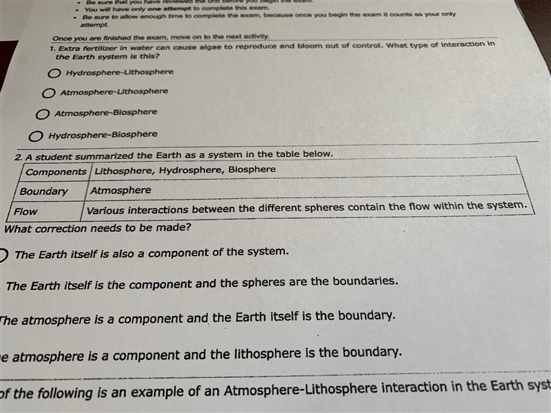 A student summarized the Earth as a system in the table below.What correction needs-example-1