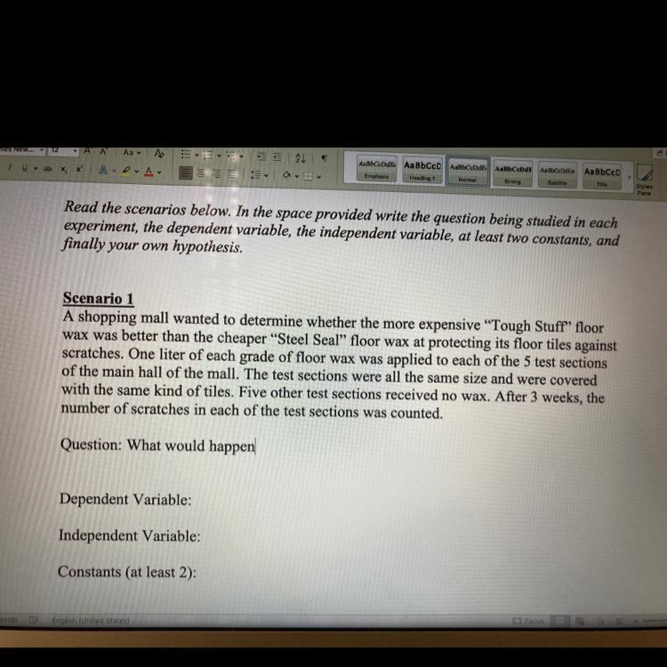 Basically I need to find the question, dependent variable, independent variable, and-example-1