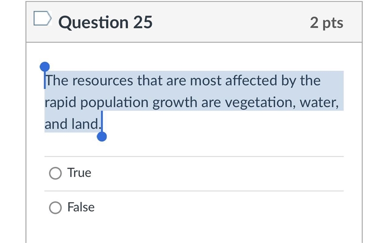 The resources that are most affected by the rapid population growth are vegetation-example-1