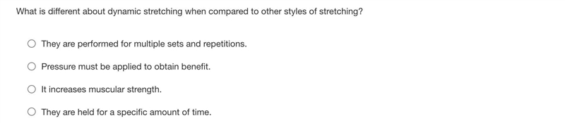 What is different about dynamic stretching when compared to other styles of stretching-example-1