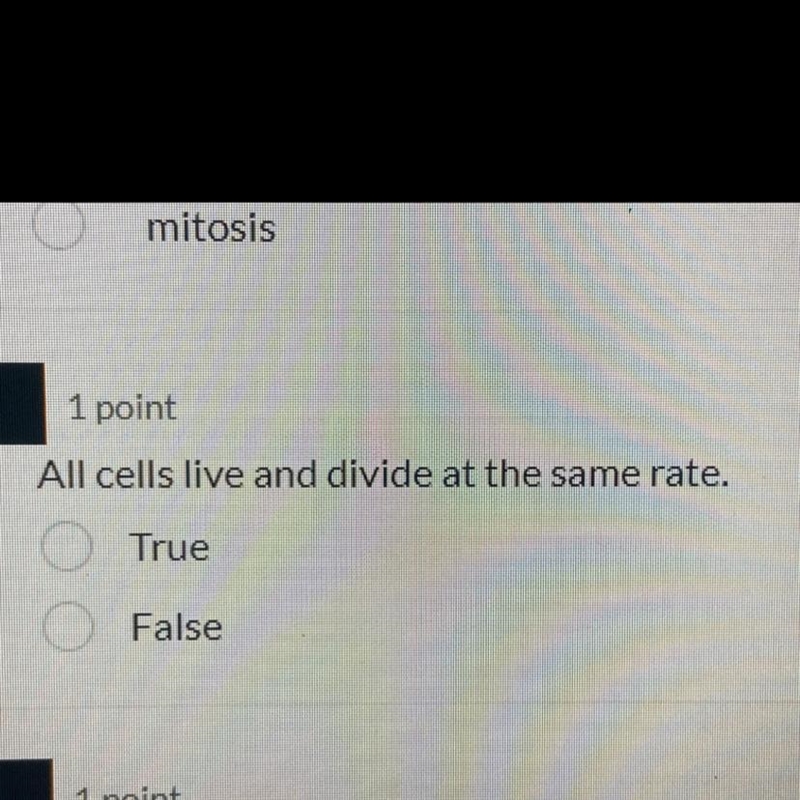 All cells live and divide at the same rate. True False-example-1