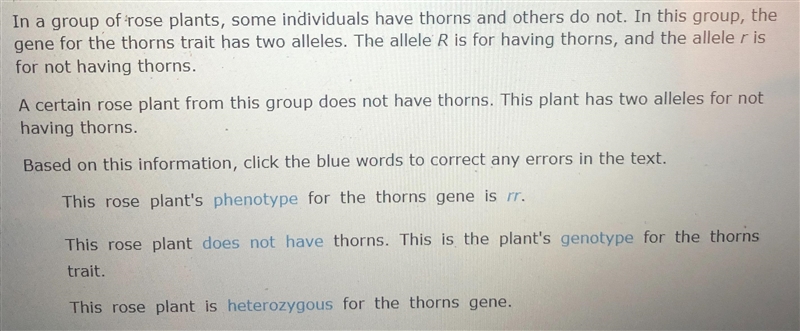 In a group of rose plants, some individuals have thorns and others do not. In this-example-1