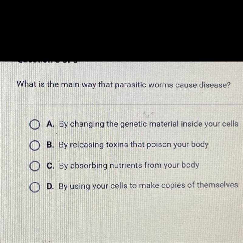 What is the main way that parasitic worms cause disease?-example-1