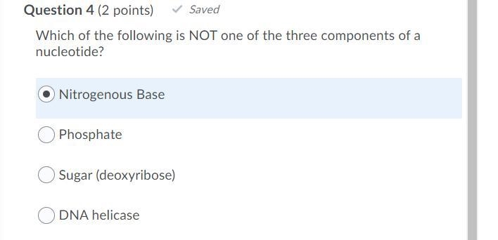 Which of the following is not one the of the three components of a nucleotide 100 points-example-1