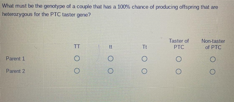 Q8 )What must be the genotype of a couple that has a 100% chance of producing offspring-example-1