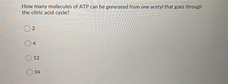 How many molecules of ATP can be generated from one acetyl that goes through the citric-example-1