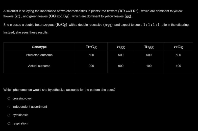 A scientist is studying the inheritance of two characteristics in plants: red flowers-example-1