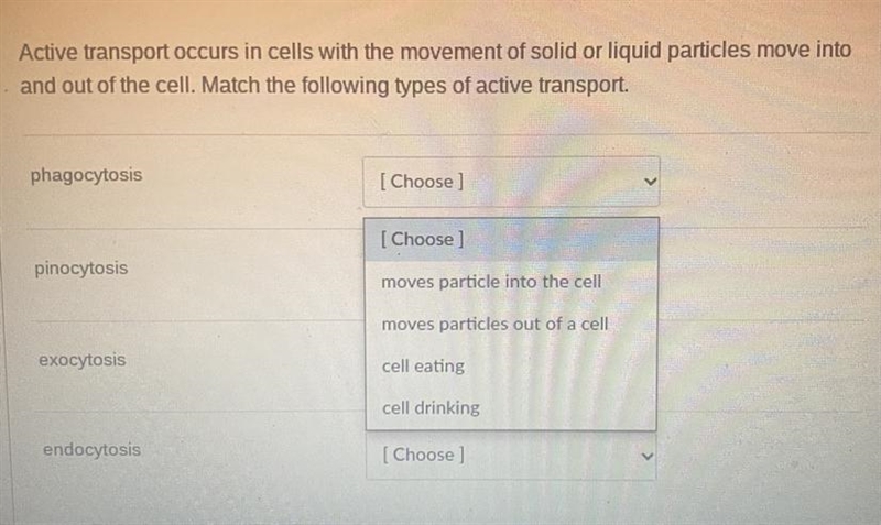 Active transport occurs in cells with the movement of solid or liquid particles move-example-1