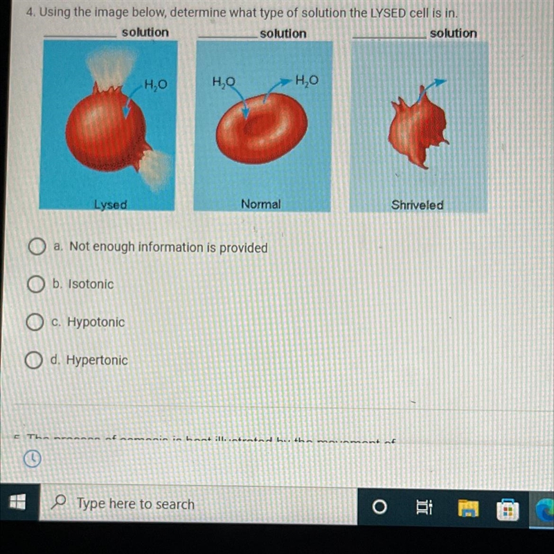 4. Using the image below, determine what type of solution the LYSED cell is in.solutionsolutionsolutionHOHO-example-1