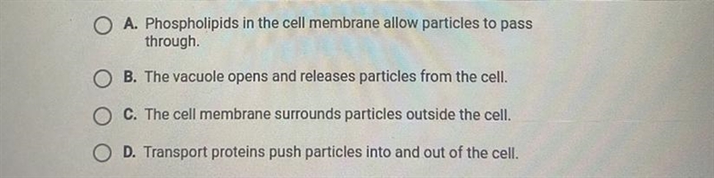 The diagram is a model of one way that materials moveinto a cell.Which sentence explains-example-1