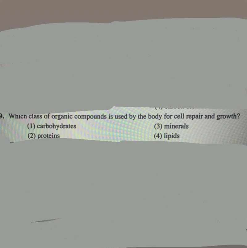 9. Which class of organic compounds is used by the body for cell repair and growth-example-1