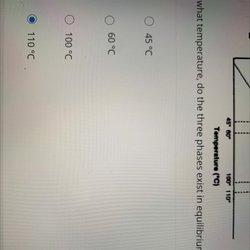 At what temperature, do these three phases exist in equilibrium A. 45 degreesB. 60 degreesC-example-1