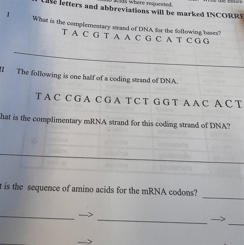 What is the complementary strand of DNA for the following bases?-example-1