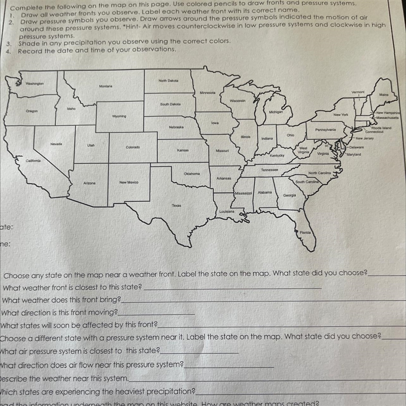 Surface weather map activity Anyone ever done this I never understood how to map it-example-1