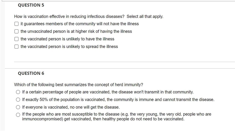 How is vaccination effective in reducing infectious diseases? Select all that apply-example-1