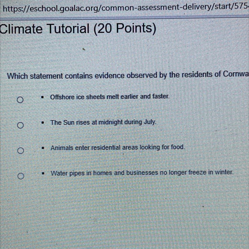 Which statement contains evidence observed by the residents of Cornwallis Island that-example-1