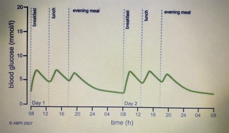 On the first graph, which label is on the x-axis? (Look at Photo) A. Glucose B. Meals-example-1