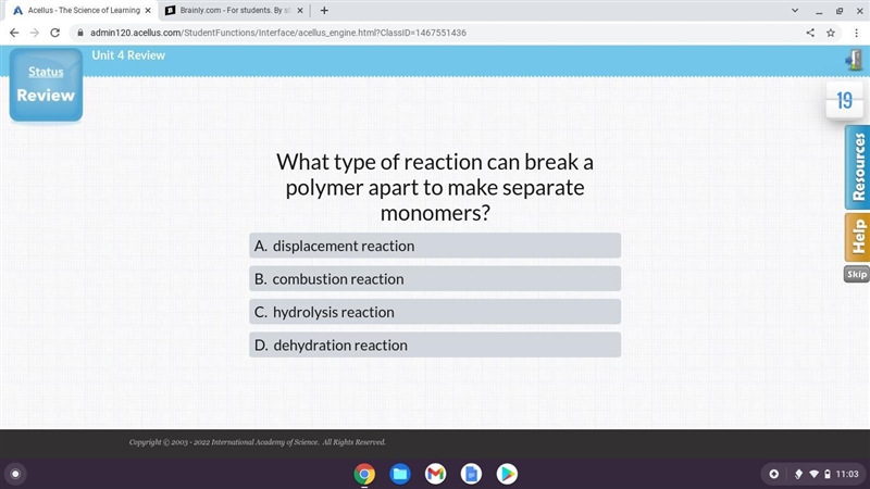 What type of reaction can break a polymer apart to make separate monomers?-example-1