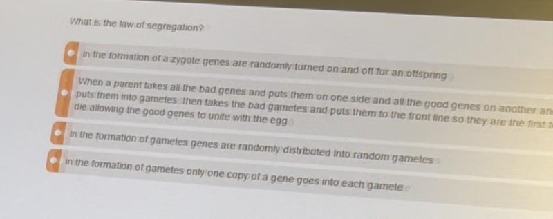 What is the law of segregation-example-1