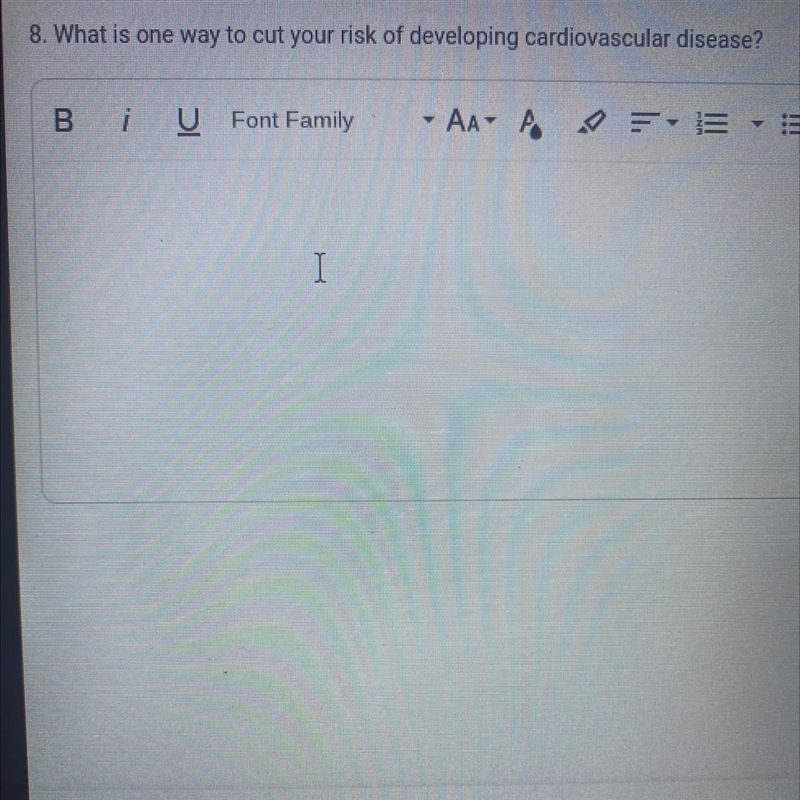 8. What is one way to cut your risk of developing cardiovascular disease?-example-1