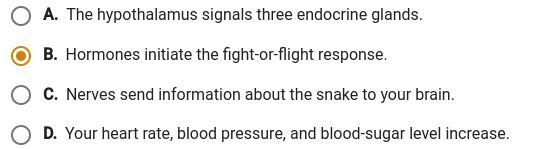 You come upon a rattlesnake while hiking. which action does your body take first to-example-1