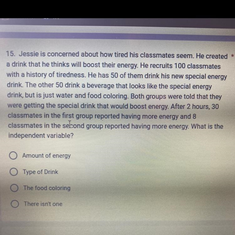 15. Jessie is concerned about how tired his classmates seem. He created a drink that-example-1