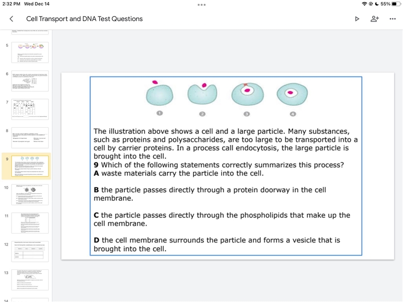 The illustration above shows a cell and a large particle. Many substances, such as-example-1