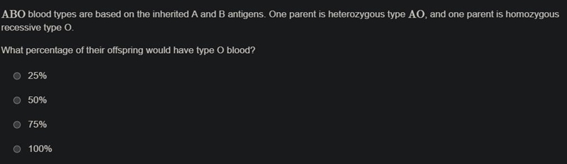 ABO blood types are based on the inherited A and B antigens. One parent is heterozygous-example-1