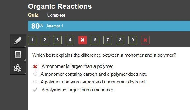 What is the differences between monomers and polymers? A. Monomers CAN be broken down-example-1