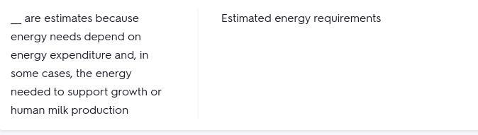 _______ are estimates because energy needs depend on energy expenditure and, in some-example-1